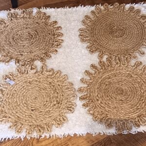 Set of Four Woven Round Placemats 100% JUTE Made from India